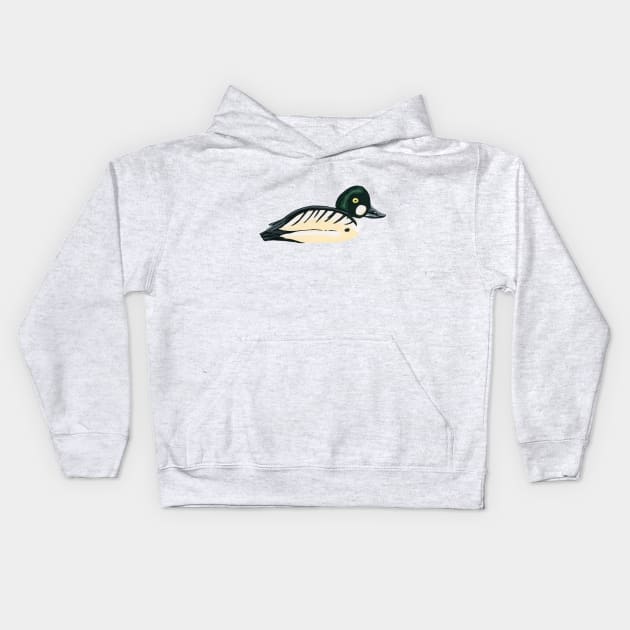 Common Goldeneye Duck Kids Hoodie by paintedpansy